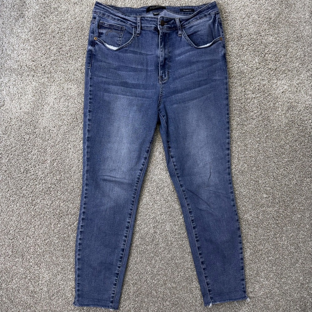 Judy Blue Jeans Mens 15/32 Relaxed Fit Blue JB88259 Raw Hem EUC